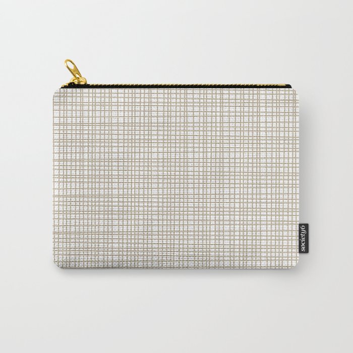 Fine Weave Minimalist Retro Mid Century Modern Pattern in Flax and White Carry All Pouch Gallery Image 1