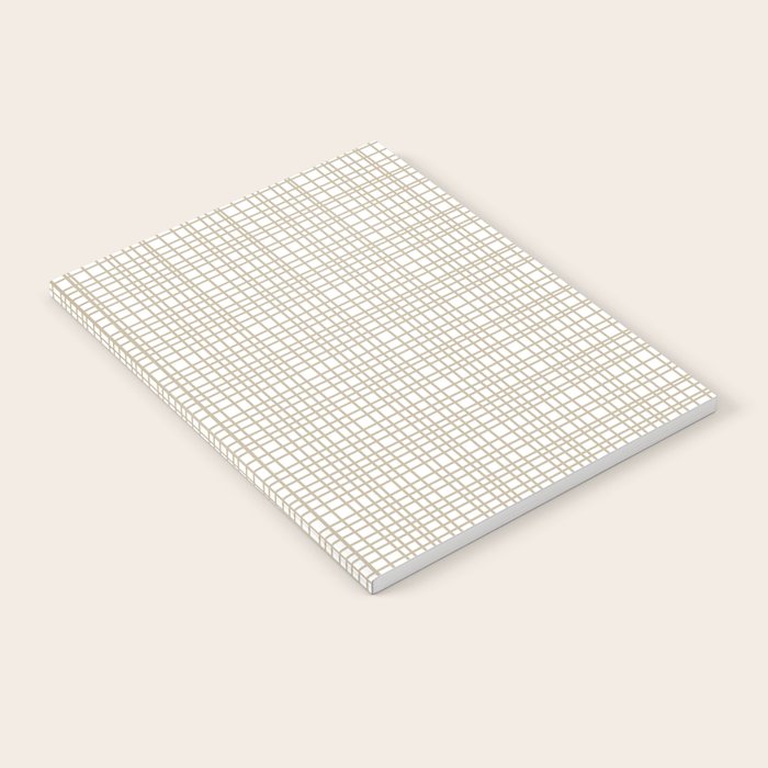 Fine Weave Minimalist Retro Mid Century Modern Pattern in Flax and White Notebook Gallery Image 1