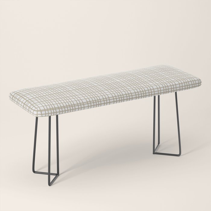 Fine Weave Minimalist Retro Mid Century Modern Pattern in Flax and White Bench Gallery Image 1