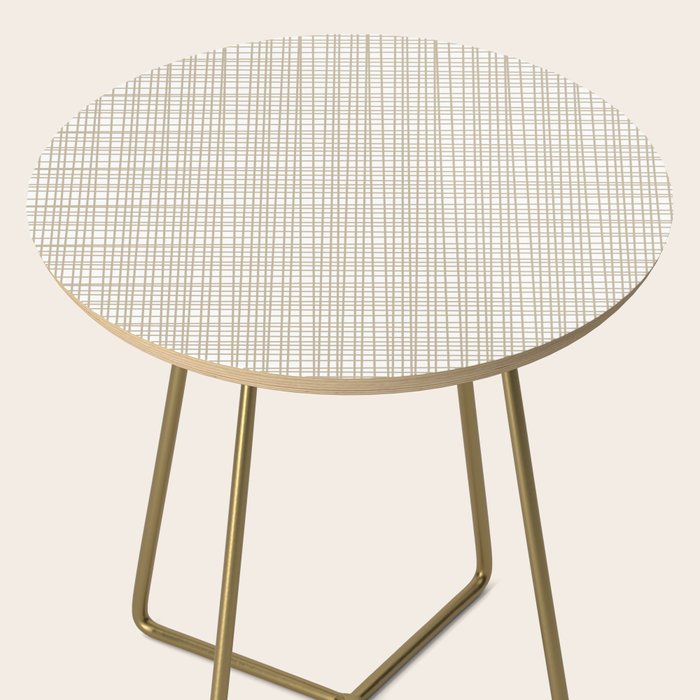 Fine Weave Minimalist Retro Mid Century Modern Pattern in Flax and White Side Table Gallery Image 2