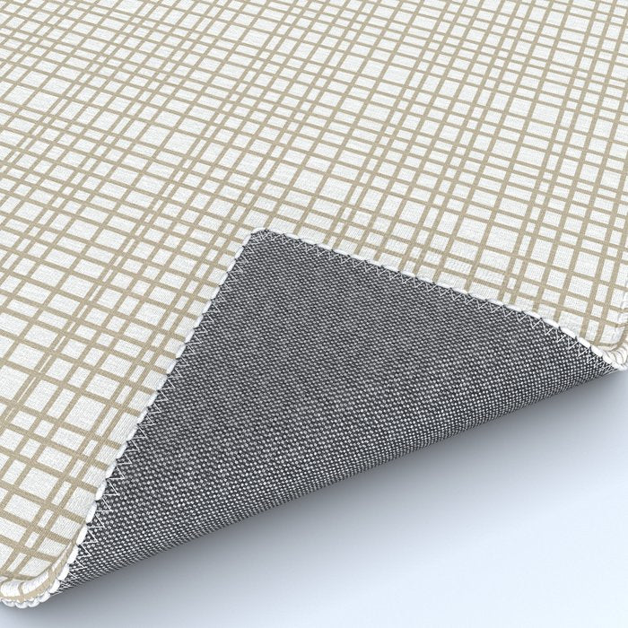 Fine Weave Minimalist Retro Mid Century Modern Pattern in Flax and White Rug Gallery Image 4