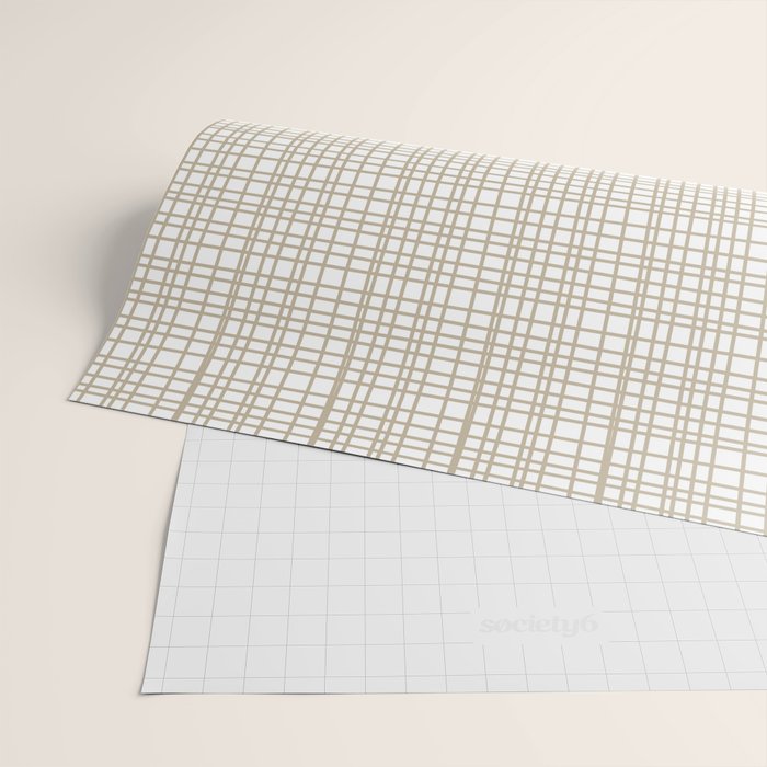 Fine Weave Minimalist Retro Mid Century Modern Pattern in Flax and White Wrapping Paper Gallery Image 2