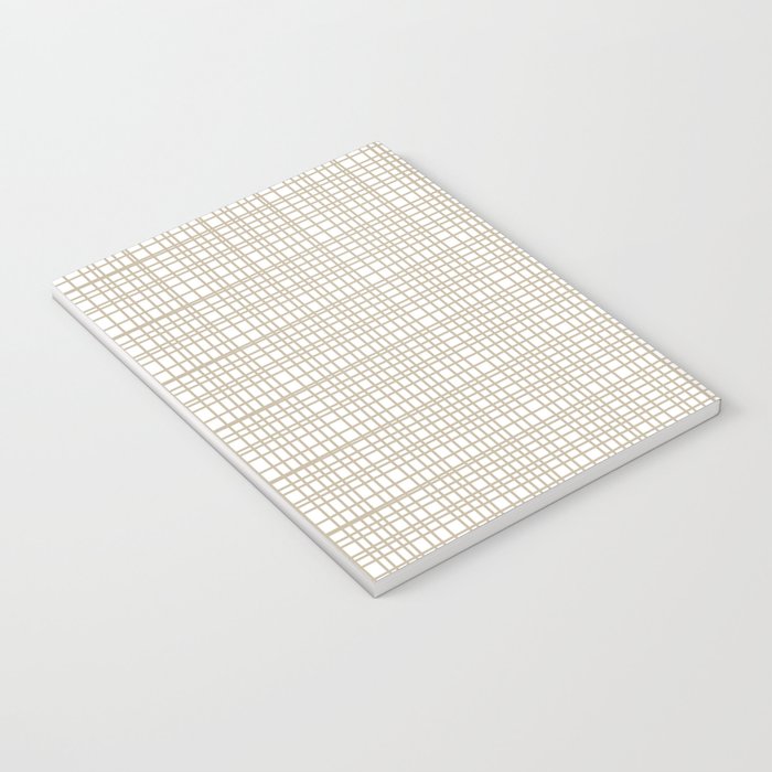 Fine Weave Minimalist Retro Mid Century Modern Pattern in Flax and White Notebook Gallery Image 3