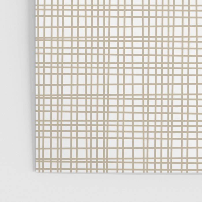 Fine Weave Minimalist Retro Mid Century Modern Pattern in Flax and White Poster Gallery Image 3