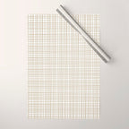 Fine Weave Minimalist Retro Mid Century Modern Pattern in Flax and White Wrapping Paper Gallery Image 1