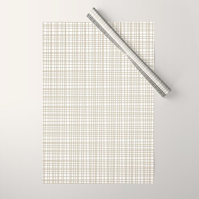 Fine Weave Minimalist Retro Mid Century Modern Pattern in Flax and White Wrapping Paper Gallery Image 1