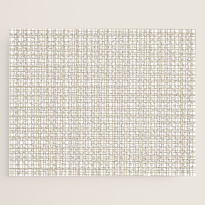 Fine Weave Minimalist Retro Mid Century Modern Pattern in Flax and White Jigsaw Puzzle Gallery Image 1