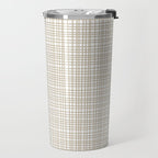 Fine Weave Minimalist Retro Mid Century Modern Pattern in Flax and White Travel Mug Gallery Image 2