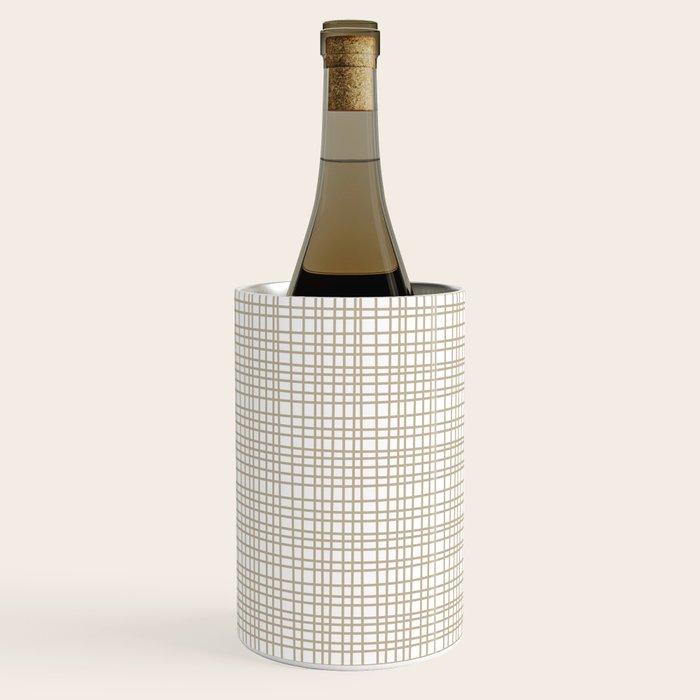 Fine Weave Minimalist Retro Mid Century Modern Pattern in Flax and White Wine Chiller Gallery Image 3