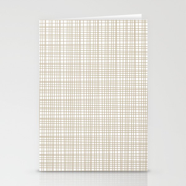 Fine Weave Minimalist Retro Mid Century Modern Pattern in Flax and White Stationery Card Gallery Image 2