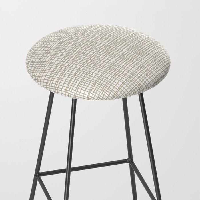 Fine Weave Minimalist Retro Mid Century Modern Pattern in Flax and White Stool Gallery Image 2