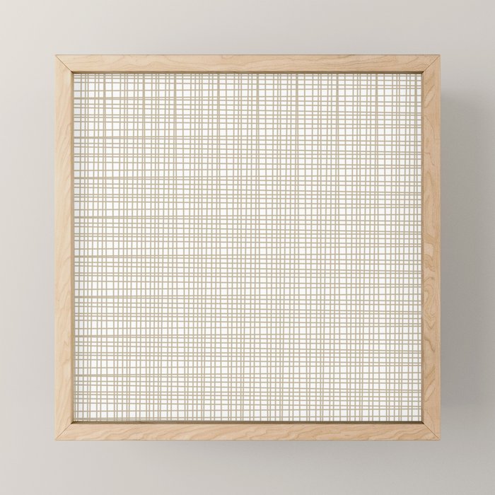Fine Weave Minimalist Retro Mid Century Modern Pattern in Flax and White Mini Art Print Gallery Image 1