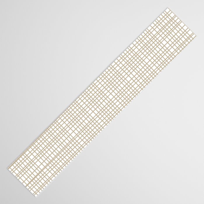 Fine Weave Minimalist Retro Mid Century Modern Pattern in Flax and White Table Runner Gallery Image 3