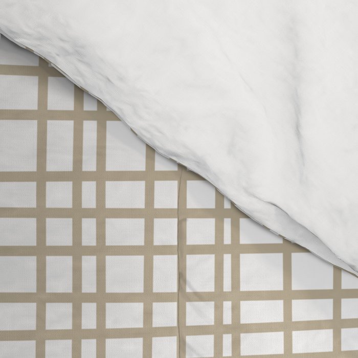 Fine Weave Minimalist Retro Mid Century Modern Pattern in Flax and White Comforter Gallery Image 4
