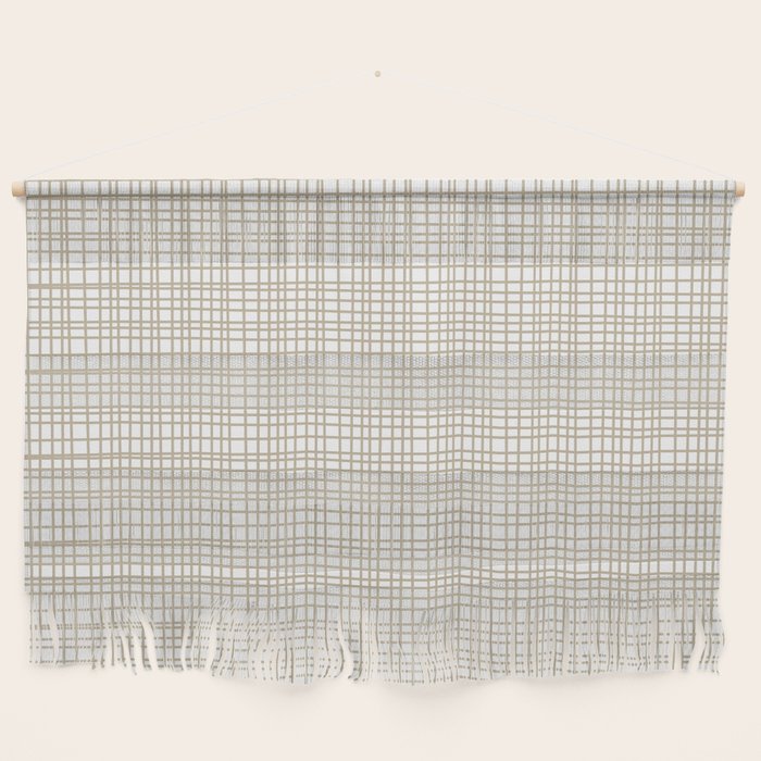 Fine Weave Minimalist Retro Mid Century Modern Pattern in Flax and White Wall Hanging Gallery Image 1