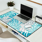 Chic, Flowers Print, Grey, Teal, Turquoise Desk Mat Gallery Image 2