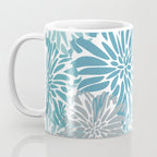 Chic, Flowers Print, Grey, Teal, Turquoise Coffee Mug Gallery Image 3