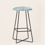 Chic, Flowers Print, Grey, Teal, Turquoise Stool Gallery Image 1