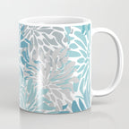 Chic, Flowers Print, Grey, Teal, Turquoise Coffee Mug Gallery Image 1