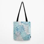 Chic, Flowers Print, Grey, Teal, Turquoise Tote Bag Gallery Image 2
