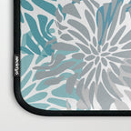 Chic, Flowers Print, Grey, Teal, Turquoise Laptop Sleeve Gallery Image 3