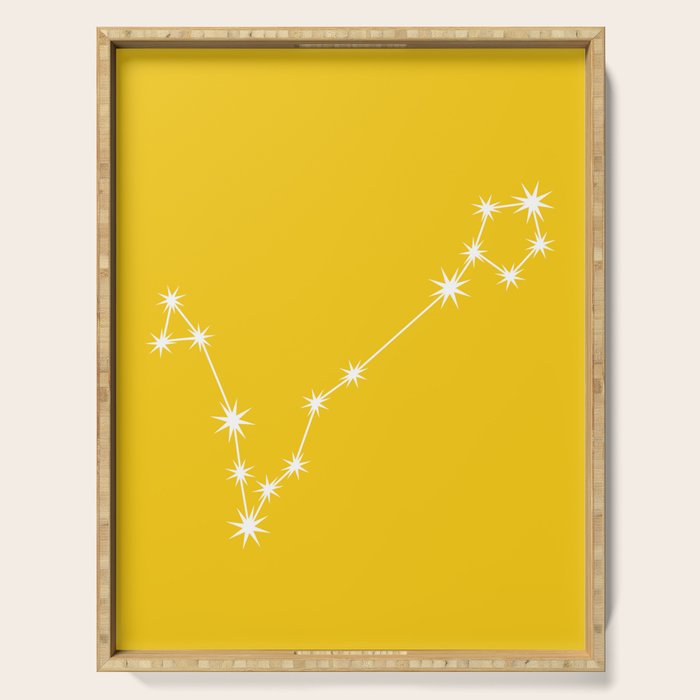 Pisces Zodiac Star Constellation Line Art Bright Yellow Serving Tray Gallery Image 1