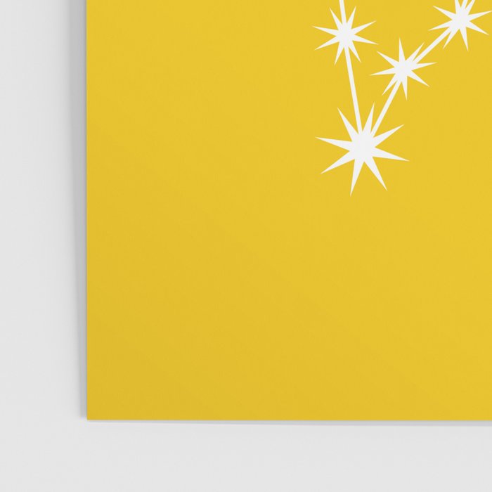 Pisces Zodiac Star Constellation Line Art Bright Yellow Poster Gallery Image 3