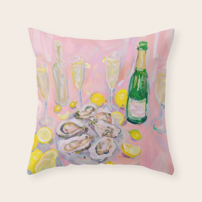 Oysters and Champagne Celebration Throw Pillow Gallery Image 1