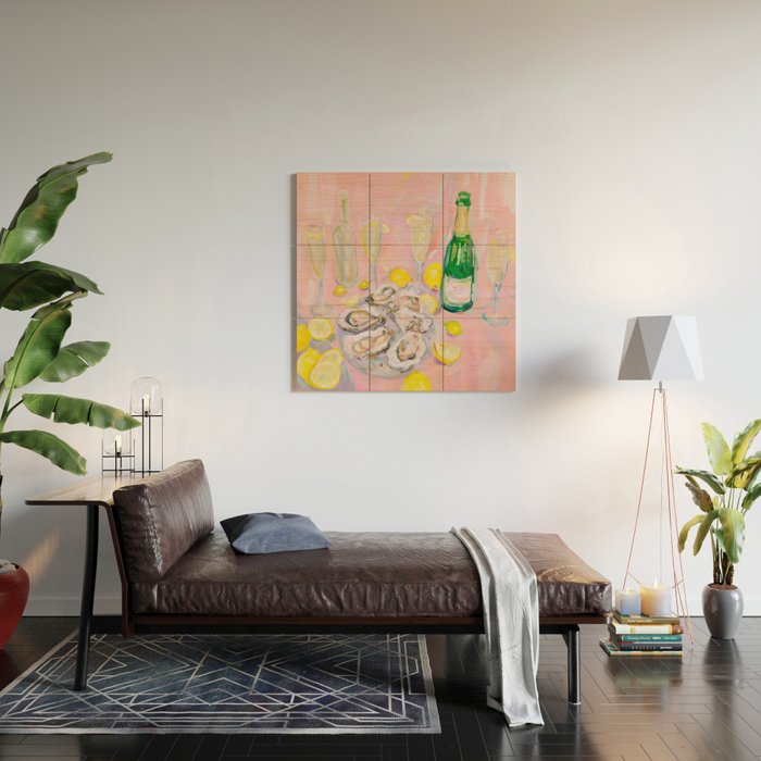 Oysters and Champagne Celebration Wood Wall Art Gallery Image 2
