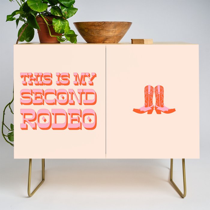This is My Second Rodeo (pink and orange old west letters) Credenza Gallery Image 1