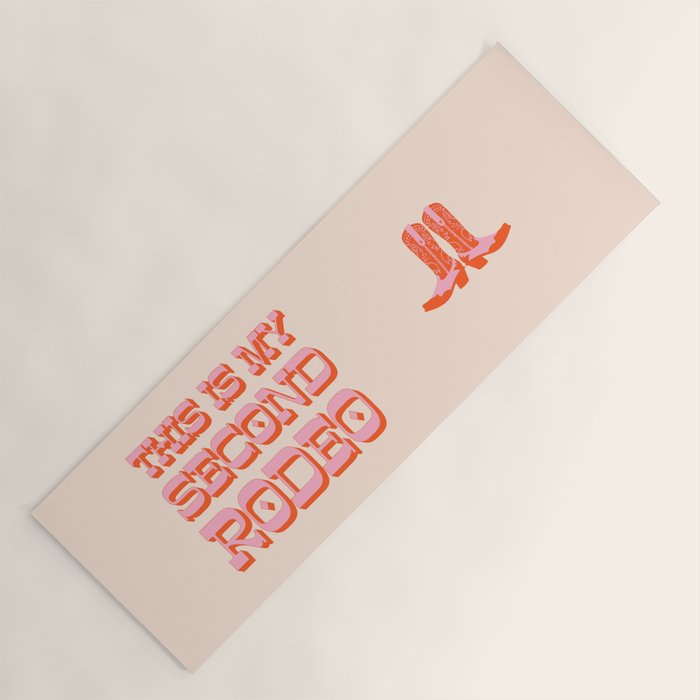 This is My Second Rodeo (pink and orange old west letters) Yoga Mat Gallery Image 1