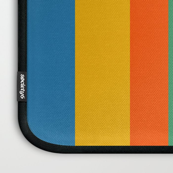 Colorful Retro Modern Vertical Stripe Pattern Blue Green Pink Orange Mustard Laptop Sleeve Gallery Image 3