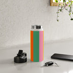 Colorful Retro Modern Vertical Stripe Pattern Blue Green Pink Orange Mustard Water Bottle Gallery Image 4