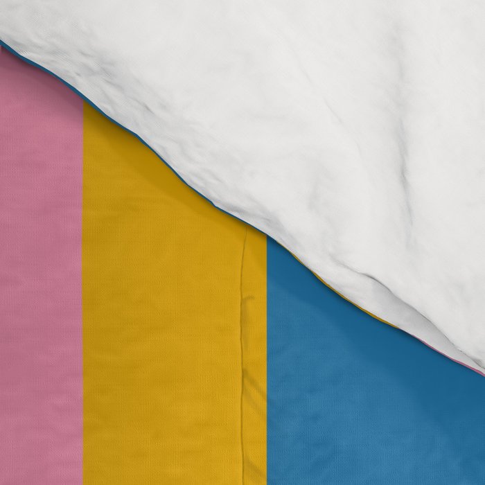 Colorful Retro Modern Vertical Stripe Pattern Blue Green Pink Orange Mustard Comforter Gallery Image 4