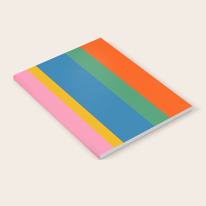 Colorful Retro Modern Vertical Stripe Pattern Blue Green Pink Orange Mustard Notebook Gallery Image 2