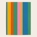Colorful Retro Modern Vertical Stripe Pattern Blue Green Pink Orange Mustard Poster Gallery Image 4