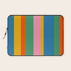 Colorful Retro Modern Vertical Stripe Pattern Blue Green Pink Orange Mustard Laptop Sleeve Gallery Image 1