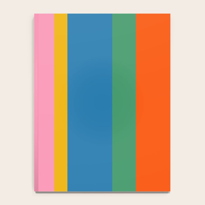 Colorful Retro Modern Vertical Stripe Pattern Blue Green Pink Orange Mustard Notebook Gallery Image 4