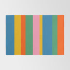 Colorful Retro Modern Vertical Stripe Pattern Blue Green Pink Orange Mustard Rug Gallery Image 2