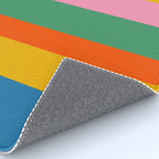 Colorful Retro Modern Vertical Stripe Pattern Blue Green Pink Orange Mustard Rug Gallery Image 4