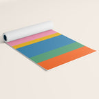 Colorful Retro Modern Vertical Stripe Pattern Blue Green Pink Orange Mustard Yoga Mat Gallery Image 2