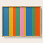 Colorful Retro Modern Vertical Stripe Pattern Blue Green Pink Orange Mustard Serving Tray Gallery Image 1