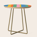 Colorful Retro Modern Vertical Stripe Pattern Blue Green Pink Orange Mustard Side Table Gallery Image 1