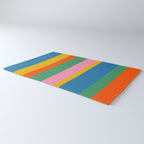 Colorful Retro Modern Vertical Stripe Pattern Blue Green Pink Orange Mustard Rug Gallery Image 3