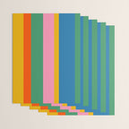 Colorful Retro Modern Vertical Stripe Pattern Blue Green Pink Orange Mustard Wrapping Paper Gallery Image 3