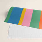 Colorful Retro Modern Vertical Stripe Pattern Blue Green Pink Orange Mustard Wrapping Paper Gallery Image 2