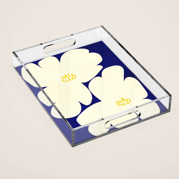 Abstract botanical 52-blue Acrylic Tray Gallery Image 1