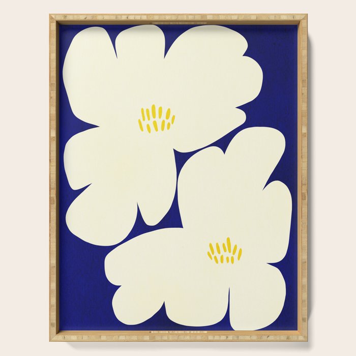 Abstract botanical 52-blue Serving Tray Gallery Image 1