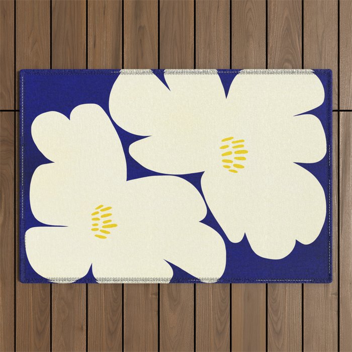 Abstract botanical 52-blue Outdoor Rug Gallery Image 1