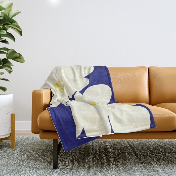 Abstract botanical 52-blue Throw Blanket Gallery Image 1